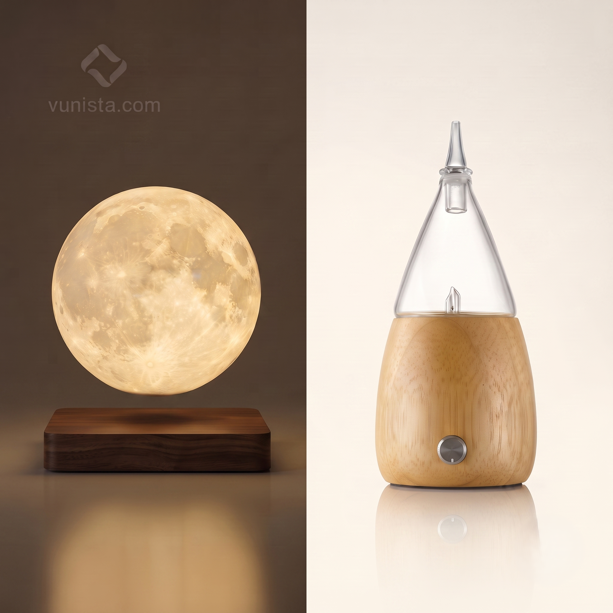 Vunista Bedtime Calm Bundle — LunaFloat Moon Lamp + AuraWood Diffuser