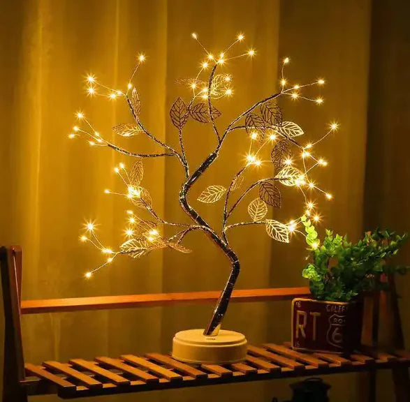 Warm Light Gold Leaf Tree Lamp